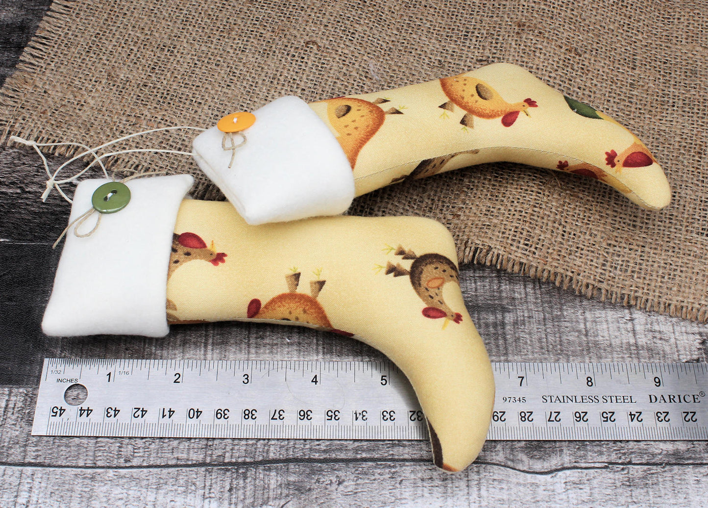 Christmas Stockings Ornaments Farmhouse Chickens