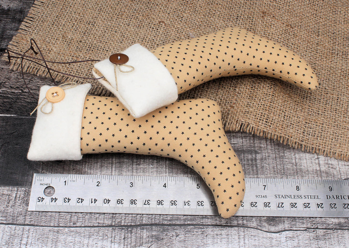 Christmas Stockings Ornaments Primitive Black Stars