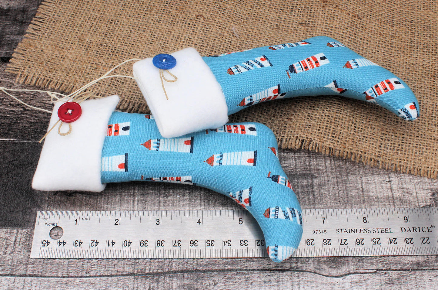 Christmas Stockings Ornaments Blue Lighthouses