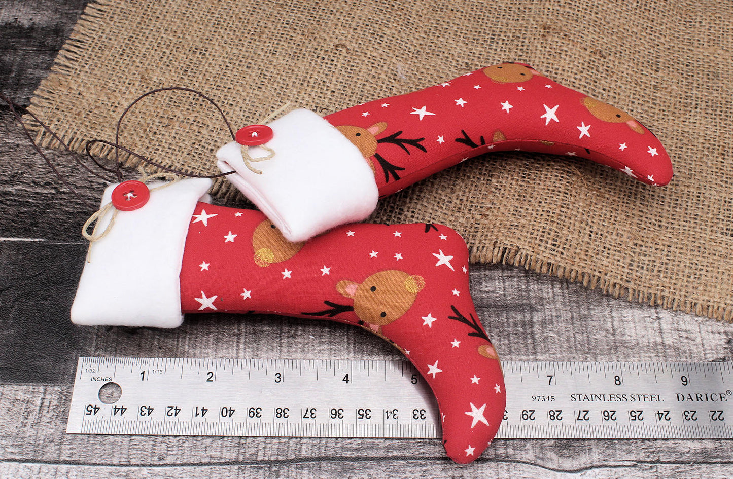 Christmas Stockings Ornaments Red Reindeer