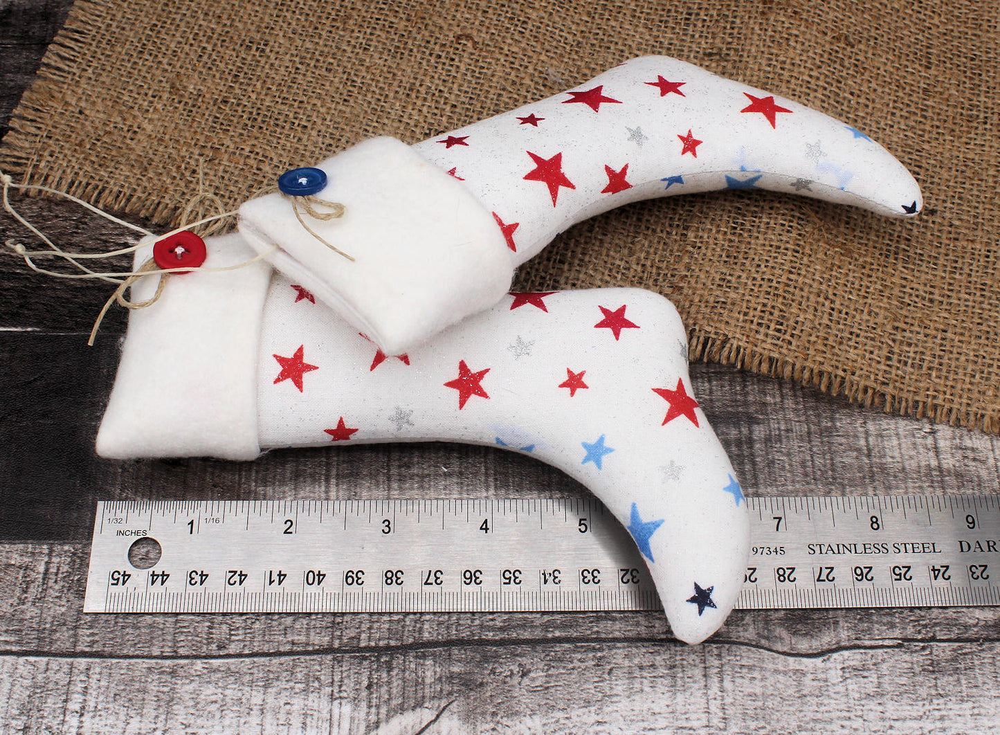 Christmas Stockings Ornaments Patriotic Glitter Stars