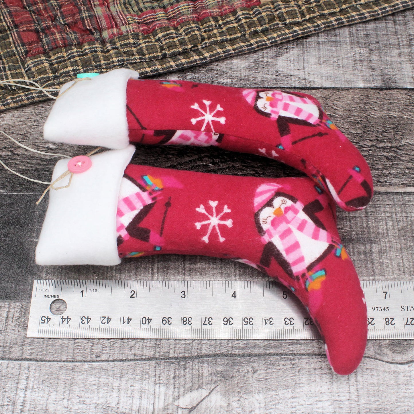 Christmas Stockings Ornaments Pink Penguins