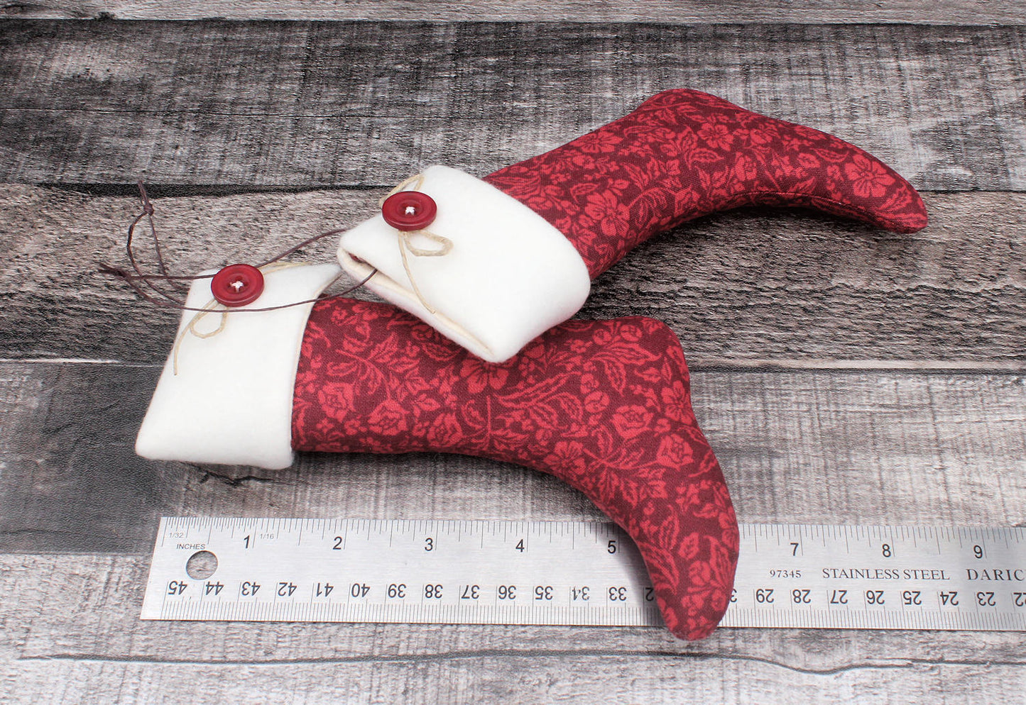 Christmas Stockings Ornaments Burgundy Floral