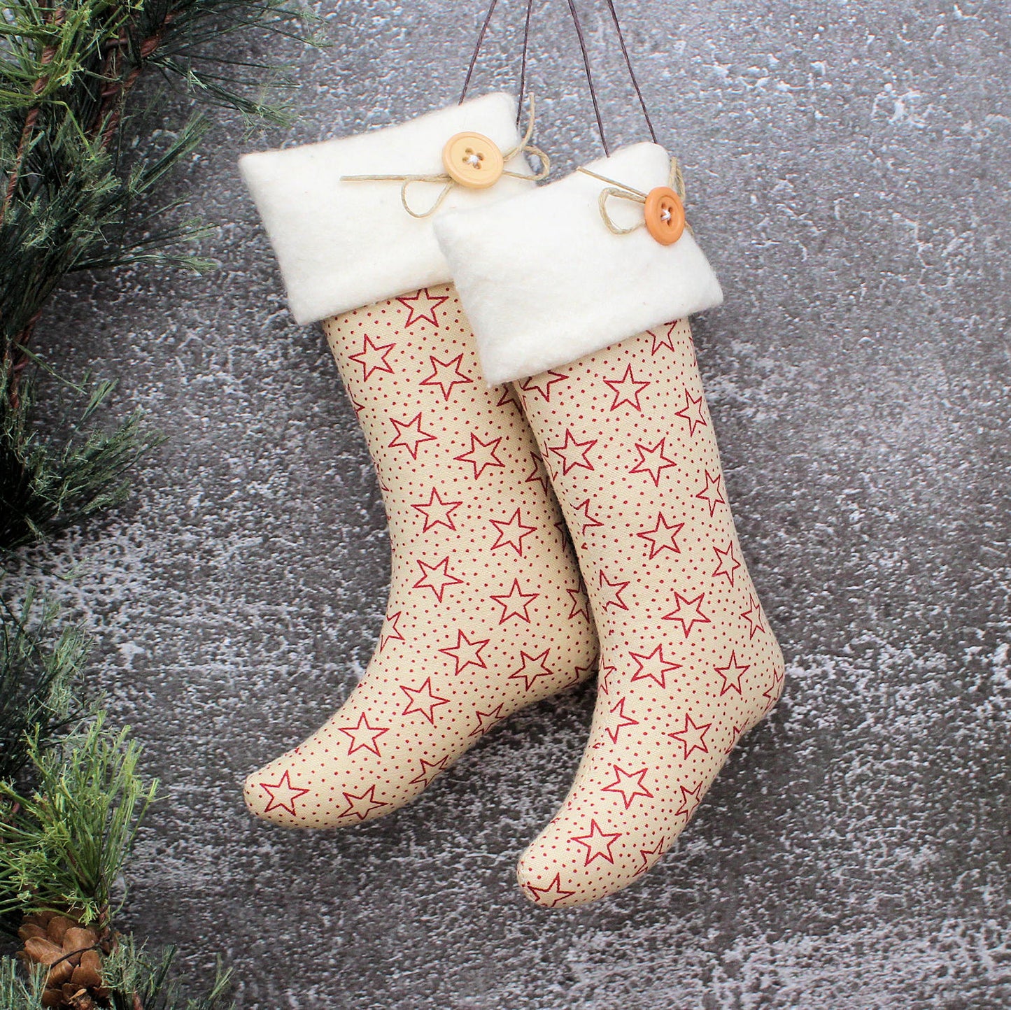 Christmas Stockings Ornaments Red Stars