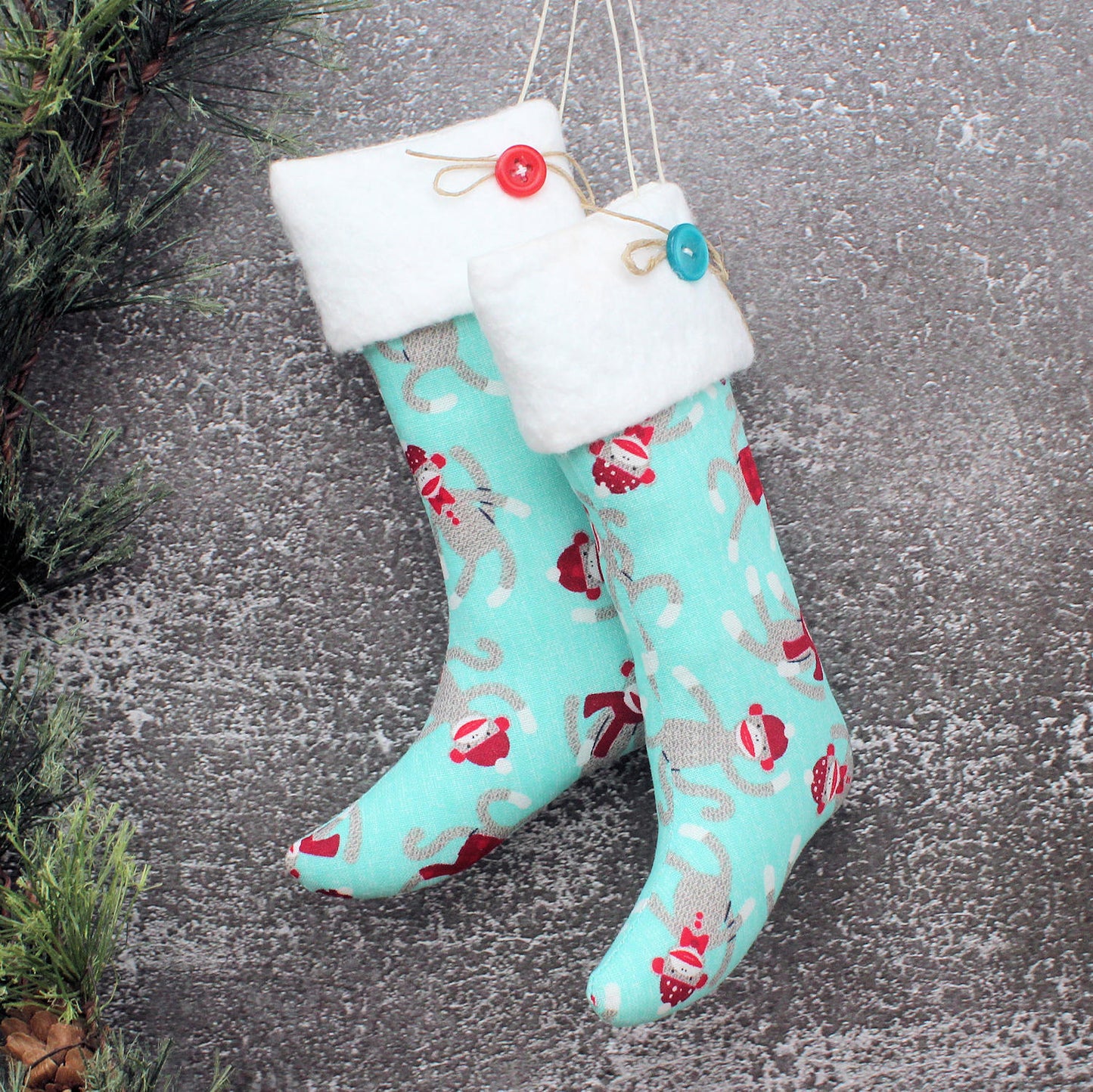 Christmas Stockings Ornaments Sock Monkeys