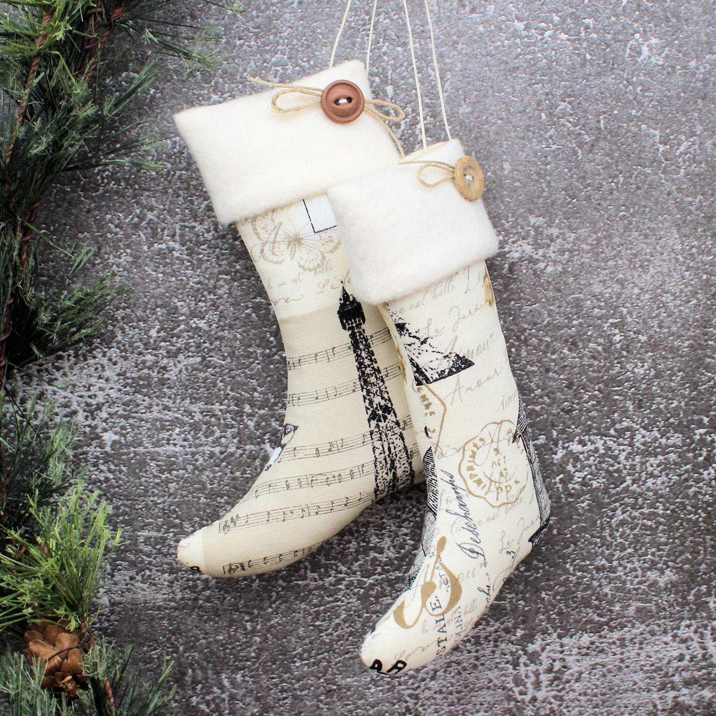Christmas Stockings Ornaments French Ephemera