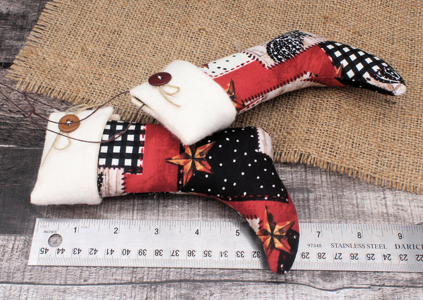 Christmas Stockings Ornaments Patchwork Farmhouse