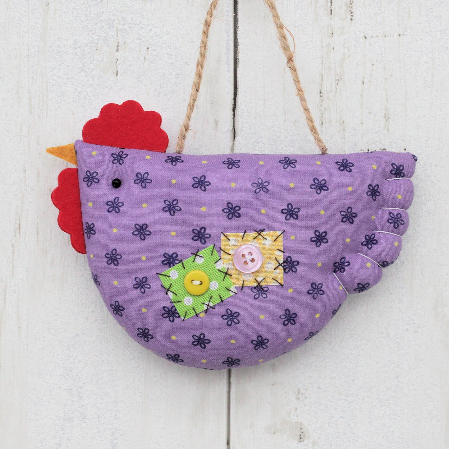 Chicken Ornament Country Farmhouse Purple Floral