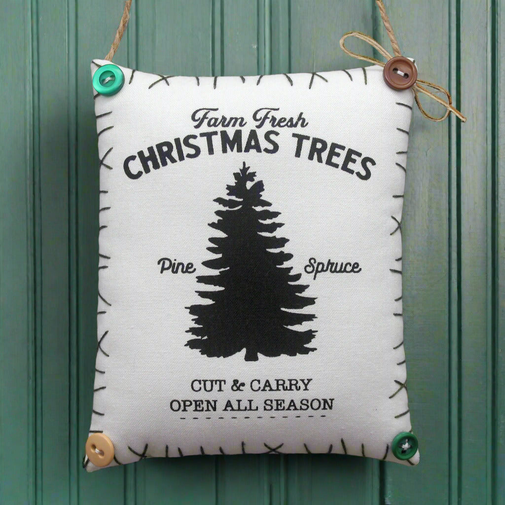 Fabric sign with Christmas tree design and text