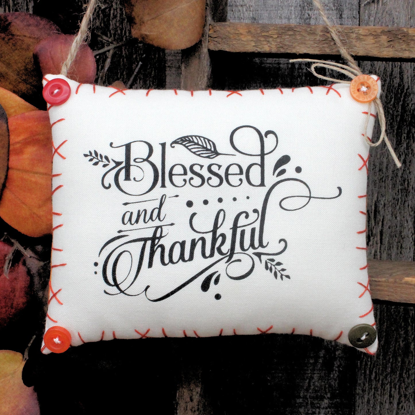 Blessed and Thankful Autumn Peg Rail Hanger