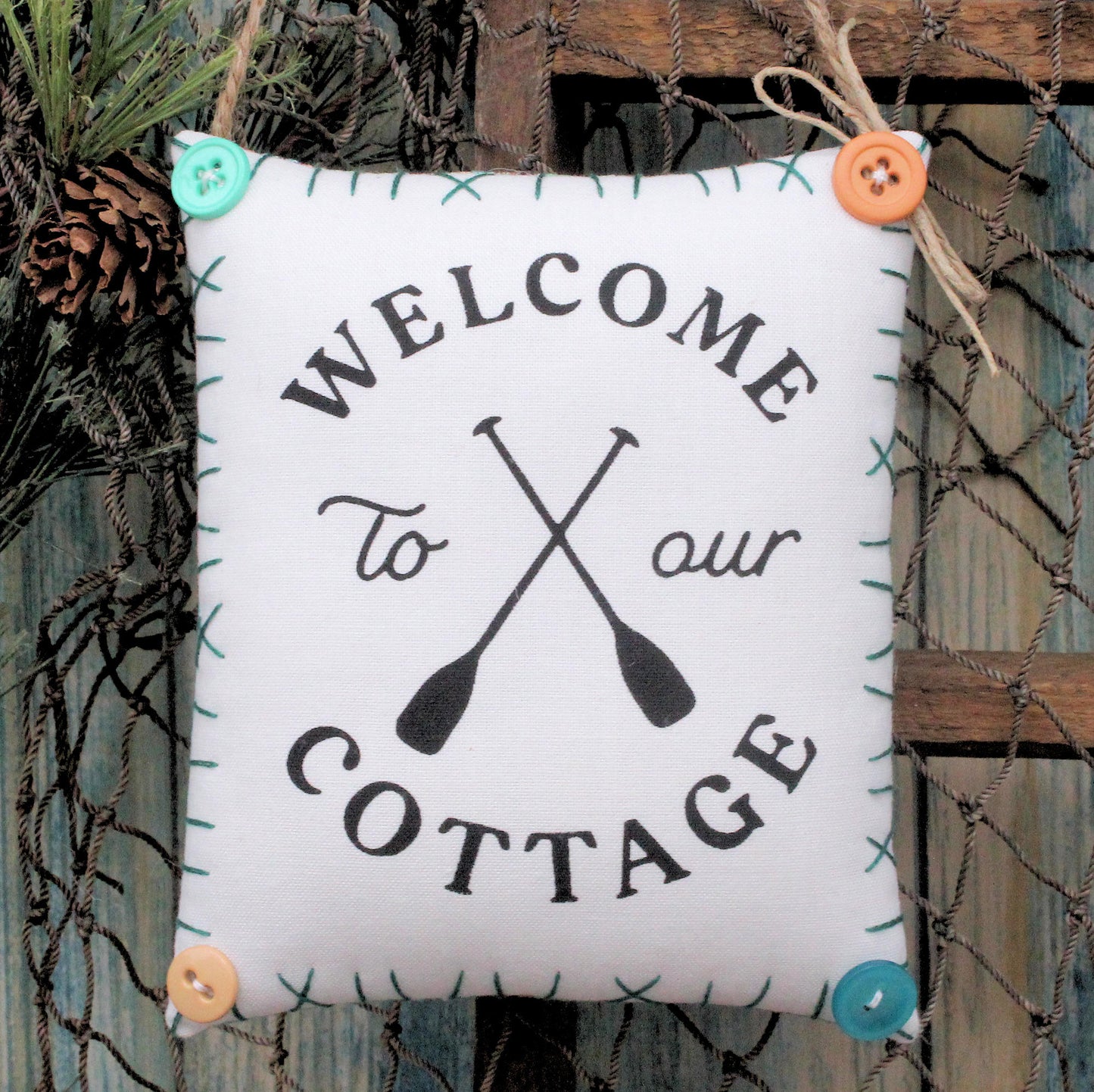 Welcome to Our Cottage Lake Peg Rail Hanger