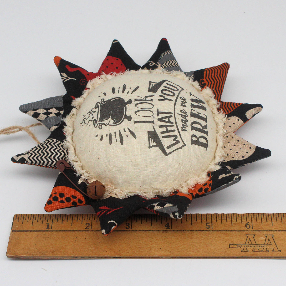 Primitive Fabric Sunflower Ornament - Halloween Witch Brew
