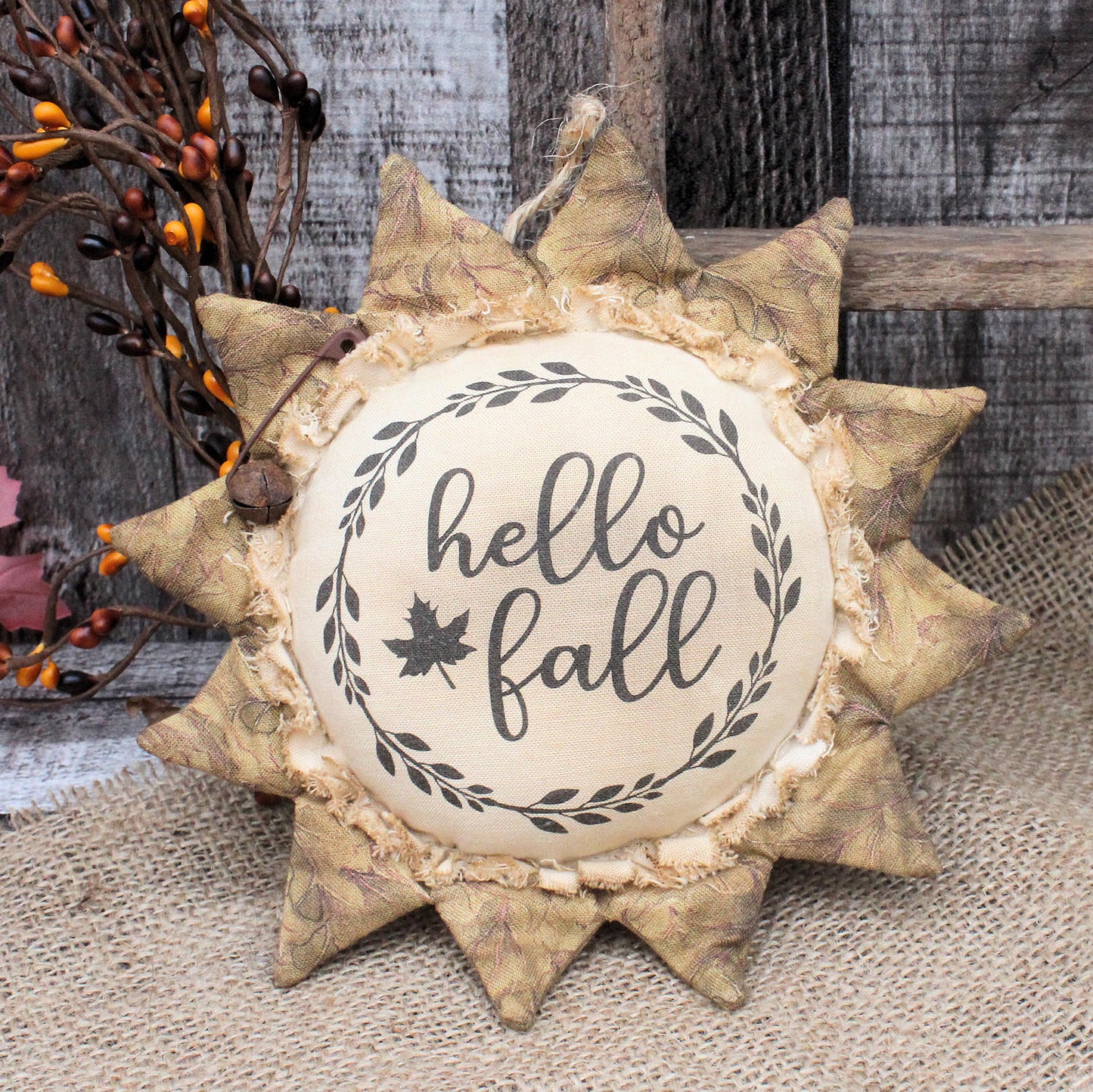 Grungy Sunflower Ornament Hello Fall