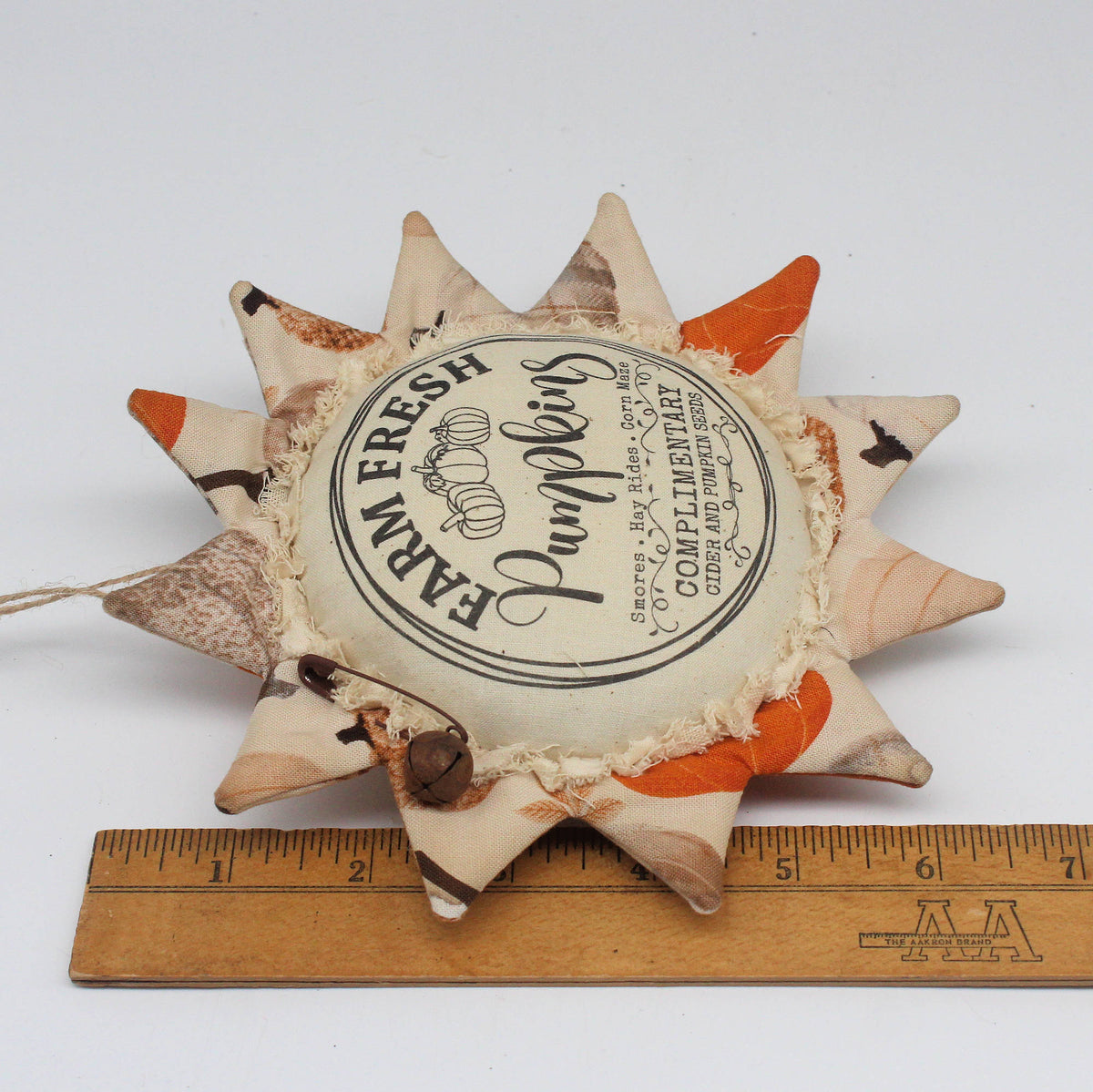 Primitive Fabric Sunflower Ornament - Farm Fresh Fall Pumpkins