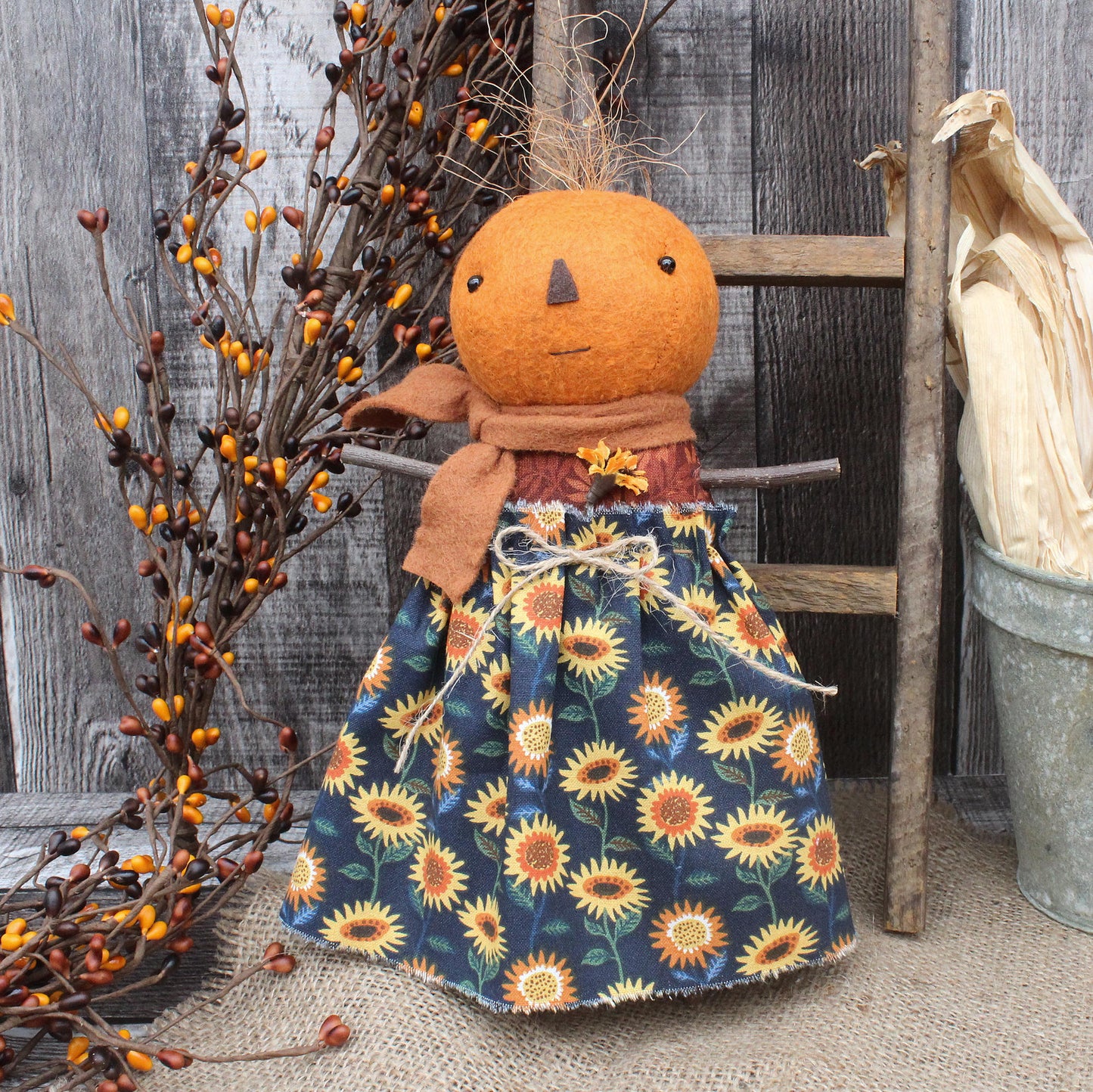 Pumpkin Head Girl Doll Ornament