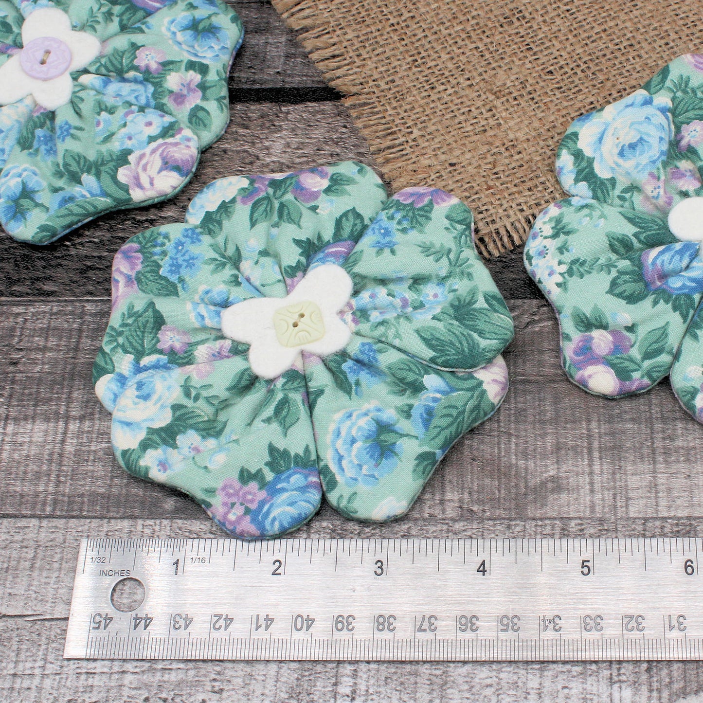 Flowers Bowl Fillers 3-Set Blue Green Floral