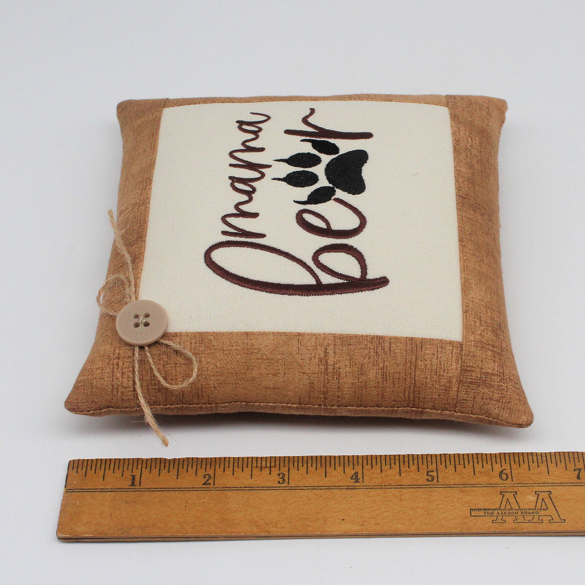 Mama Bear Paw Print Pillow Tuck – 6x6 Embroidered Mother's Day Gift
