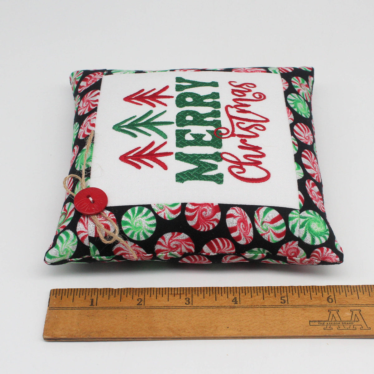 Merry Christmas Pillow Tuck – 6x6 Embroidered Holiday Decor