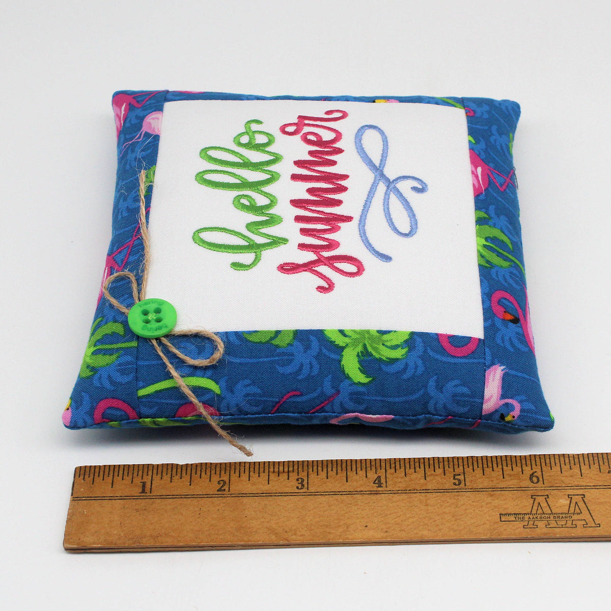 Hello Summer Mini Pillow Tuck – 6x6 Embroidered Sunshine Bowl Filler