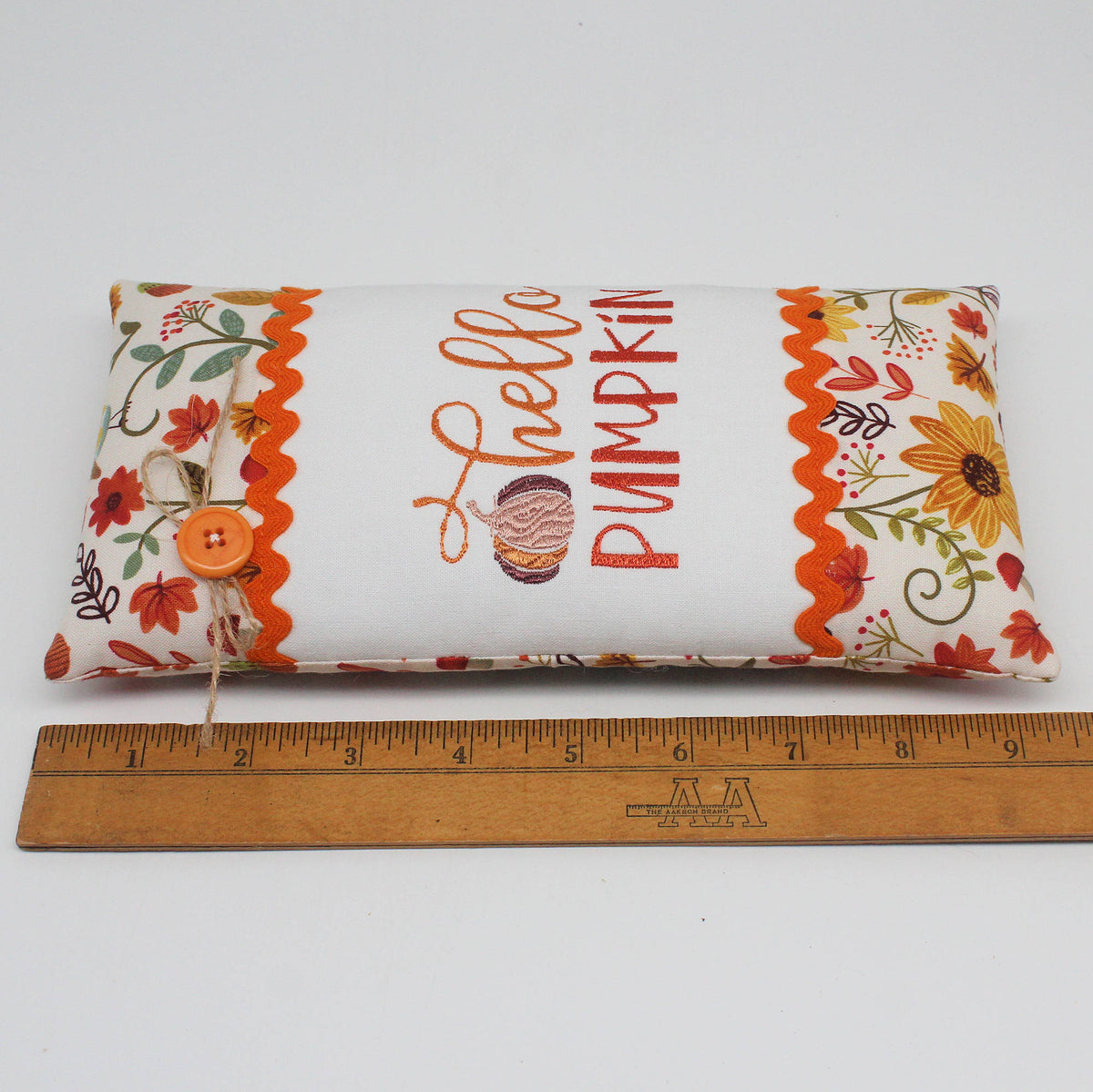 Hello Pumpkin Fall Pillow Tuck – Embroidered Autumn Decor