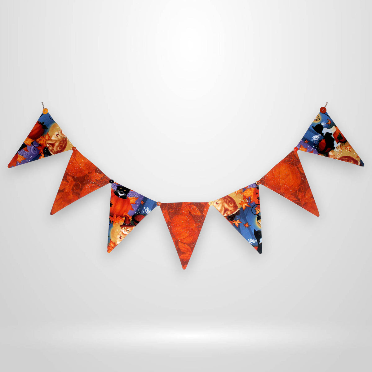 Rustic Fabric Halloween Bunting Banner – 36" Pennant Garland with 7 Flags