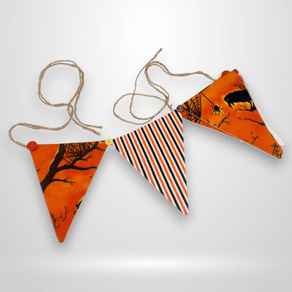 Fabric Halloween Bunting Banner – 36" Rustic Pennant Garland