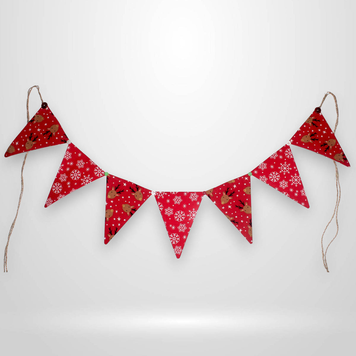 Reindeer & Snowflake Fabric Christmas Bunting – 36" Holiday Pennant Banner