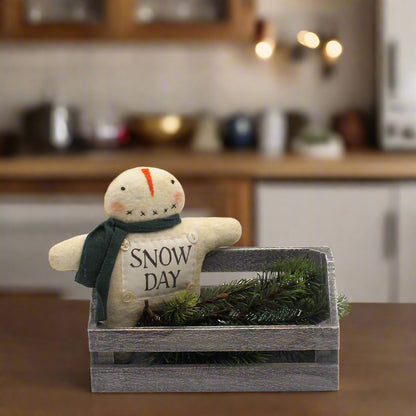Snow Day Primitive Snowman Holiday Ornament