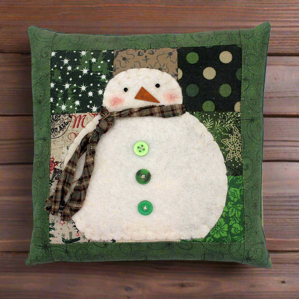 Decorative primitive snowman pillow
