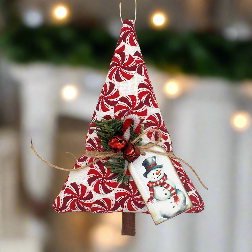 Decorative Christmas tree ornament with candy cane pattern