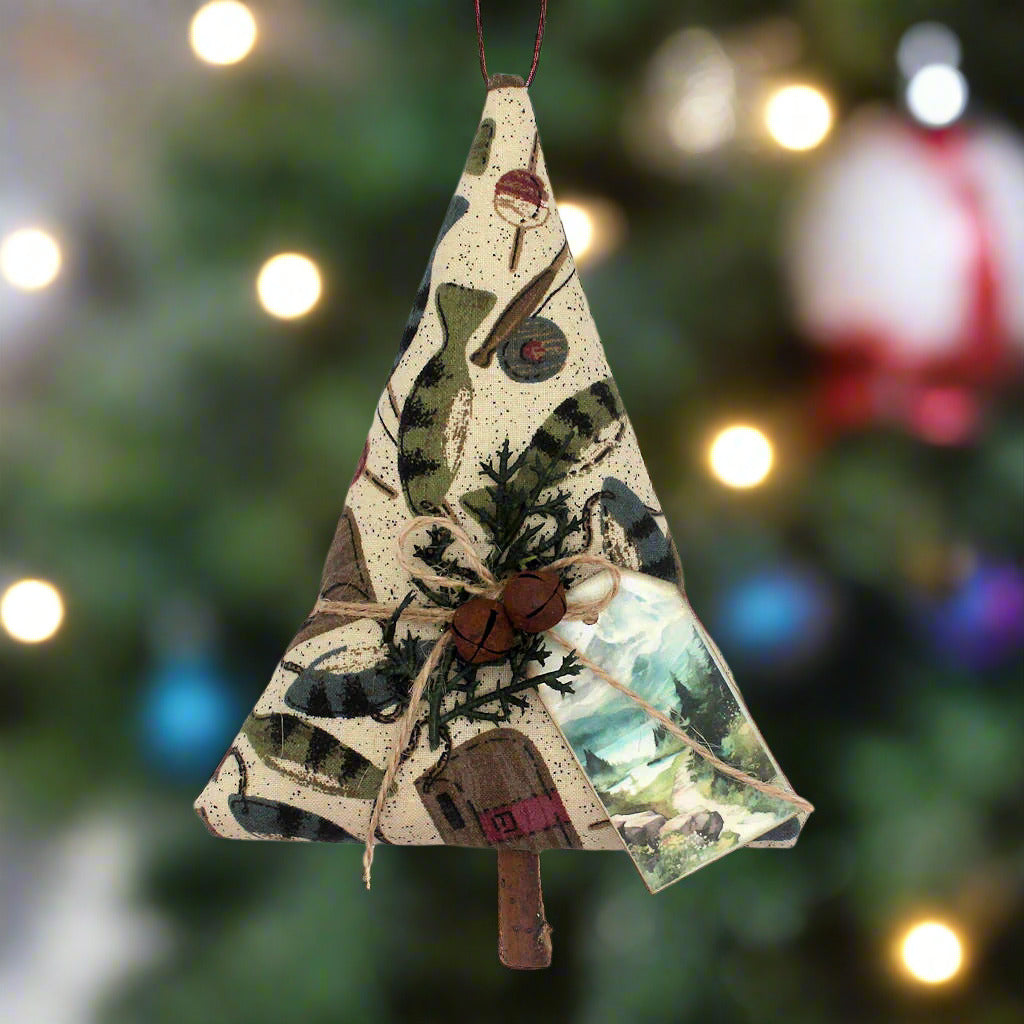 Decorative Christmas tree ornament with fishing-themed design