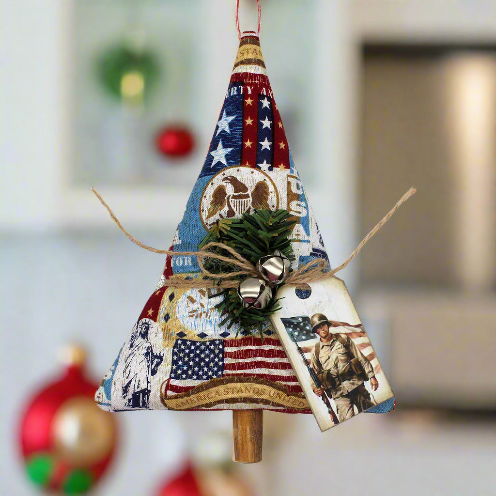 Decorative Christmas tree ornament with American flag design