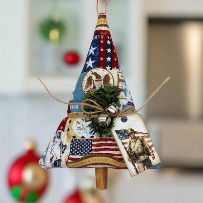Decorative Christmas tree ornament with American flag design