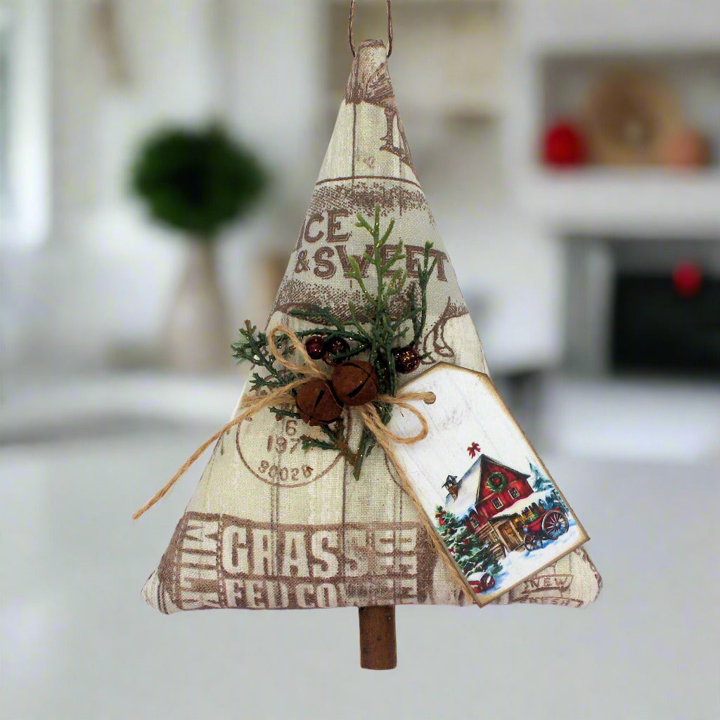Decorative Christmas tree ornament with vintage farmers market design