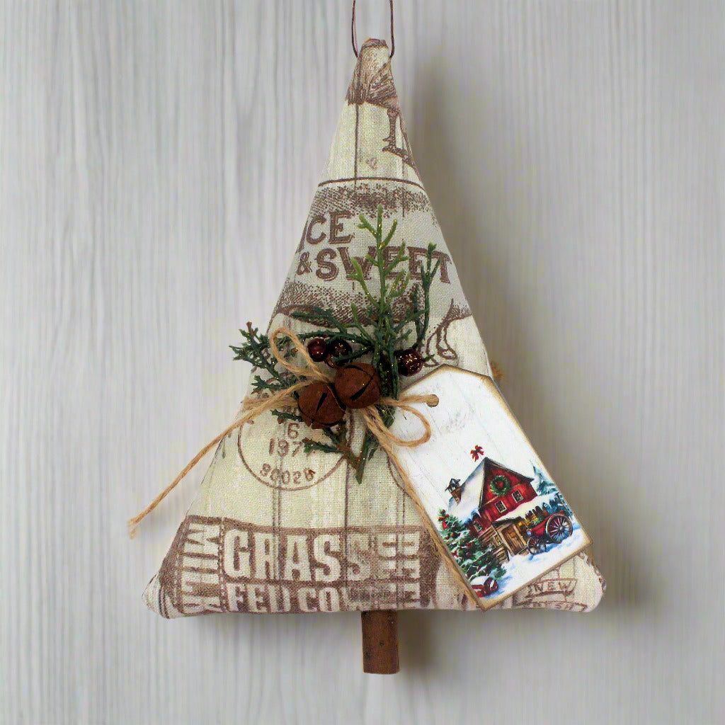 Decorative Christmas tree ornament with vintage design on a white background