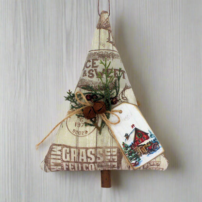 Decorative Christmas tree ornament with vintage design on a white background