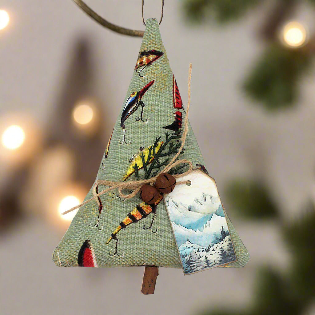 Decorative Christmas tree ornament with fishing-themed design