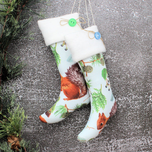 Christmas Stockings Ornaments Woodland Squirrels