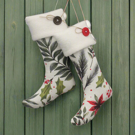 Decorative Christmas stocking with floral pattern
