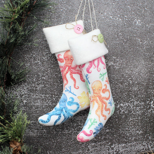 Christmas Stockings Ornaments Ocean Shore
