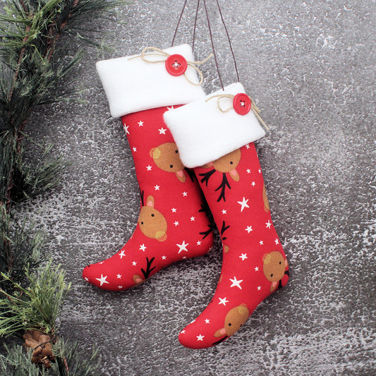 Christmas Stockings Ornaments Red Reindeer