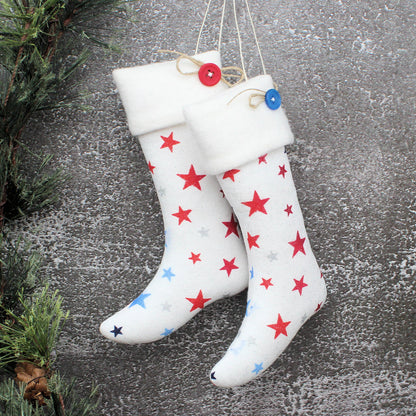 Christmas Stockings Ornaments Patriotic Glitter Stars