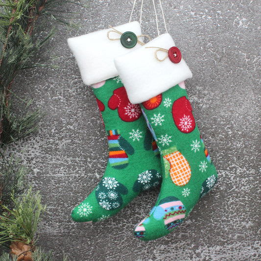 Christmas Stockings Ornaments Green Mittens