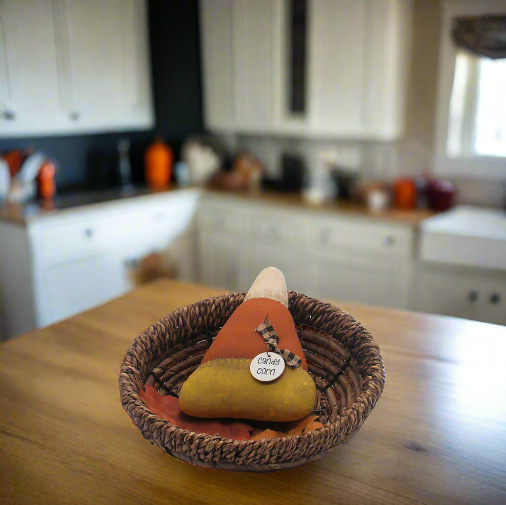 Primitive fabric painted candy corn bowl filler