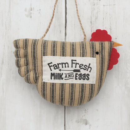 Chicken Ornament Country Farmhouse Striped Homespun