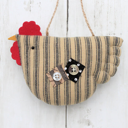 Chicken Ornament Country Farmhouse Striped Homespun