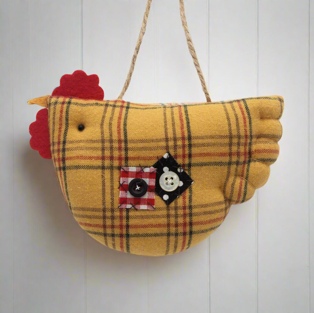 Country farmhouse fabric chicken ornament