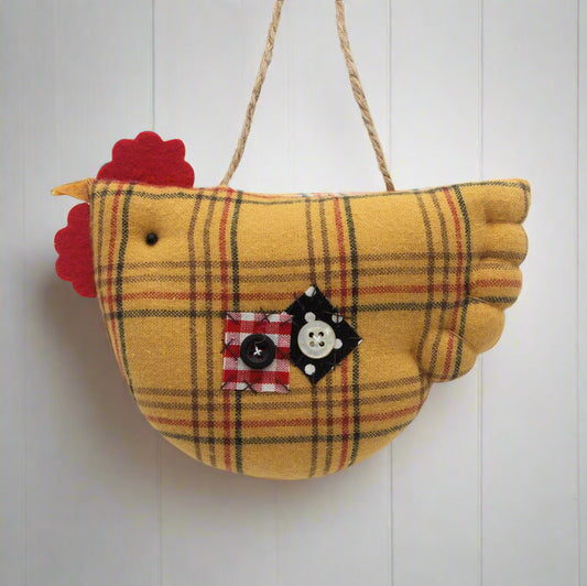 Country farmhouse fabric chicken ornament