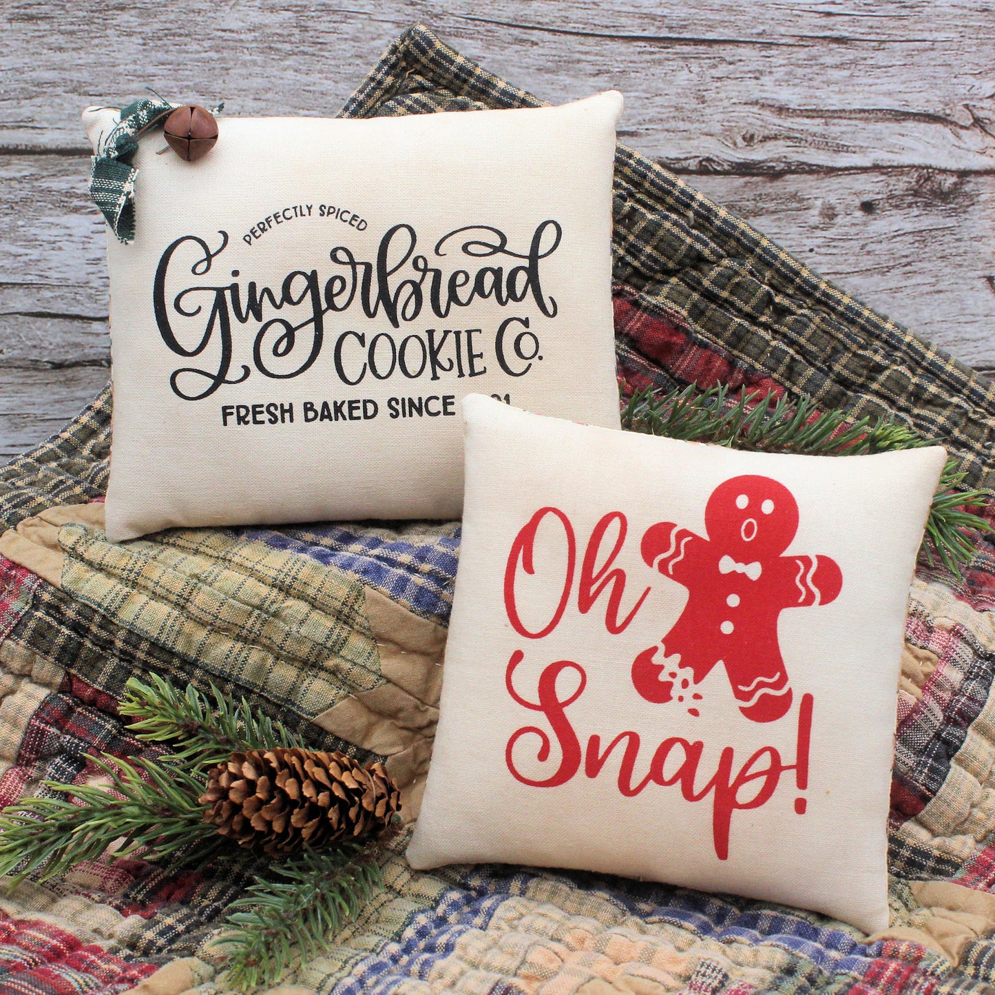 Gingerbread Cookie Pillow Tucks 2-Set Christmas Oh Snap