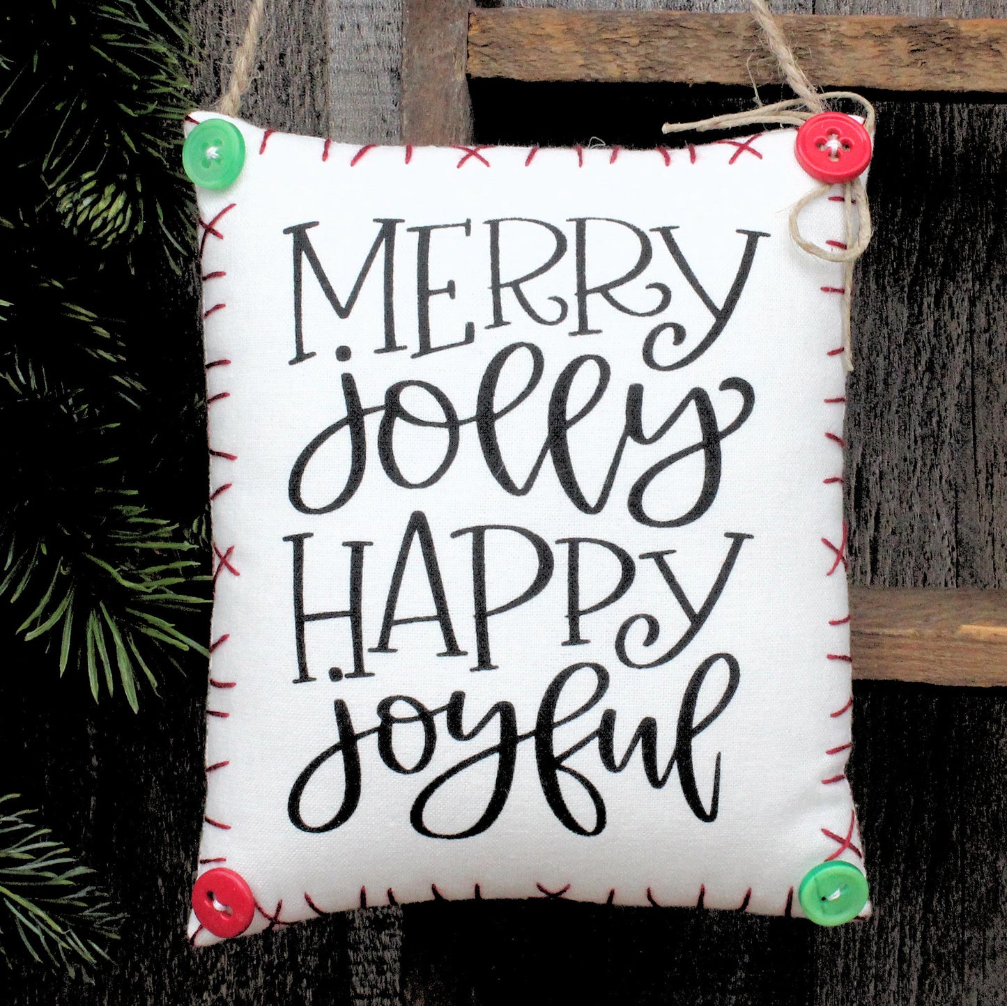 Merry Jolly Happy Joyful Christmas Winter Peg Rail Hanger